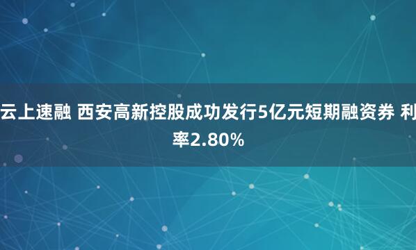 云上速融 西安高新控股成功发行5亿元短期融资券 利率2.80%